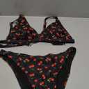 ZAFUL Women's 2 Piece Floral Print Swimsuit Triangle String High Cut Bikini Sets Bathing Suit (Large, 1-red Cherry)