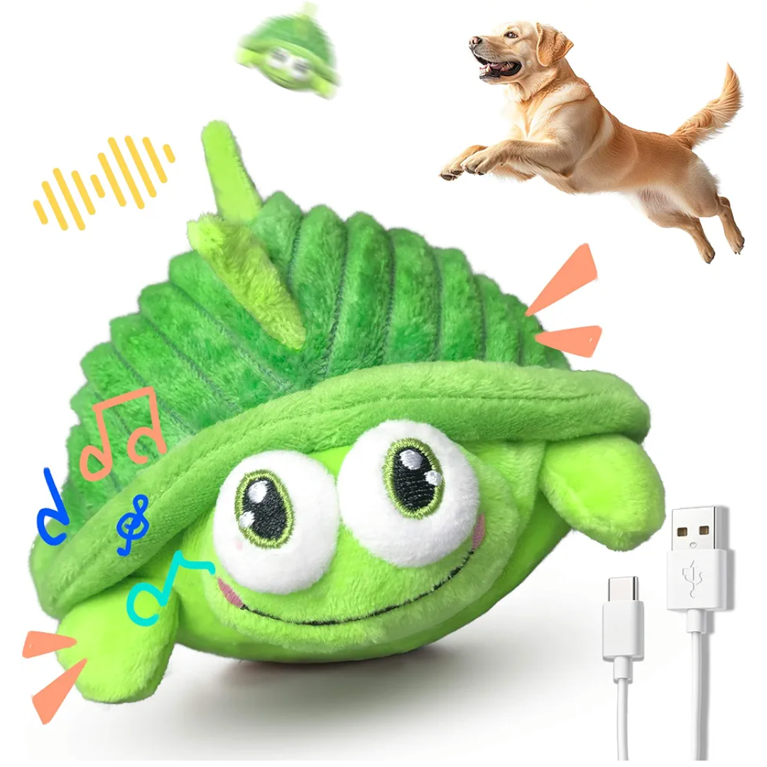 GUKCO Interactive Moving Dog Toys – Plush Chew Toy with Bouncing Ball, Music & Recording | Rechargeable Self-Play Toys for Small, Medium & Large Dogs to Keep Them Engaged (Turtle)