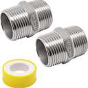 Sydien 2 Pcs 1" NPT Male x 1" NPT Male Hex Nipple Pipe Fitting 304 Stainless Steel Nipple Connectors
