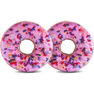 HYSEAS Round Throw Pillow 14 Inch Pink Donut, 3D Digital Print Decorative Comfortable Soft Plush Funny Food Shaped Pillow Light Weight Seat Pad Cushion for Couch, Chair, Floor, Sofa, 2 Pack
