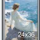 24x36 Poster Frame, Vintage 24 x 36 Poster Frame with HD Plexiglass Durable for Horizontal or Vertical Wall Mounting, Gray-Brown, 1 Pack