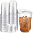 50 Sets Clear Plastic Coffee Cups with Sip Lids, Disposable Plastic PET Crystal Cups for Iced Coffee, Smoothie, Cold Beverage, Drink Shops and Party Catering(Clear,16 oz)