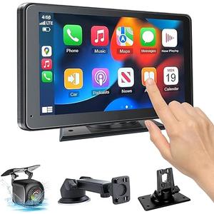 【Hieha】 2025 Wireless Portable Carplay and Android Auto, Carplay Screen for Car with Mirror Link/AUX/FM,7" Touchscreen Bluetooth 5.0, Marine Stereos for All Vehicles