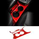 Car Center Console Water Cup Holder Frame Cover Front Central Cup Holder Panel Protective Cover Decals Compatible with Kia Soul 2020-2025 Accessories (Glossy Red Style)