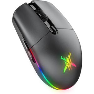 TECKNET Gaming Mouse, Wireless Gaming Mouse with 6 Programmable Buttons, RGB Backlit, Rechargeable Wireless Mouse UP to 8000 DPI, Macro Edit, 70Hrs for Laptop, PC, Mac Gamer (Full Black)