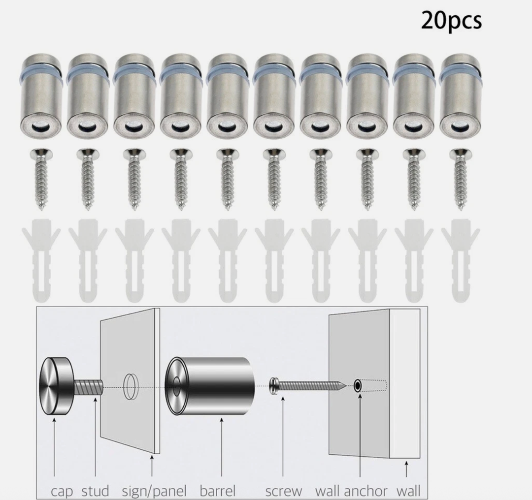 20Pcs Standoff Fixings Screws Bolts Expansion Tubes Stainless Steel Iron