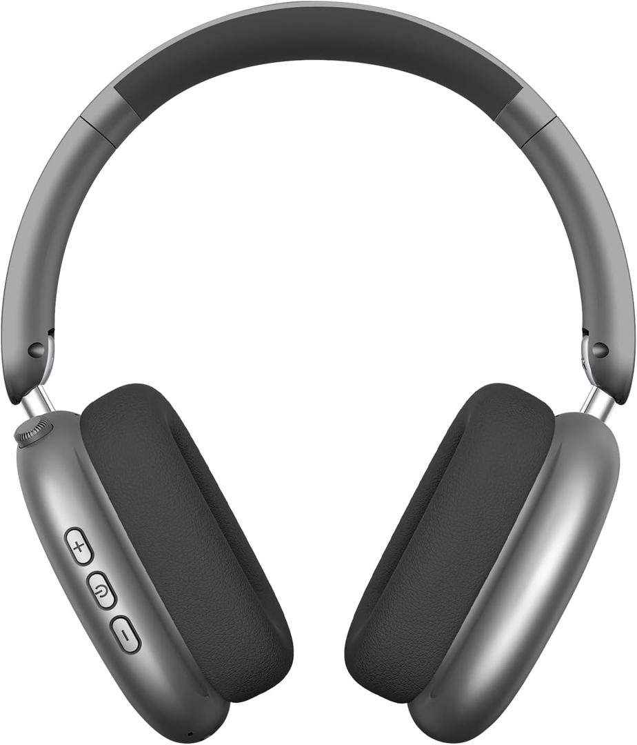 Wireless Over Ear Headphones, Noise Canceling Bluetooth 5.3 Headphones with Microphones,Hi-Res Audio,48H Playtime,Foldable,Breathable Soft Earpads-Grey