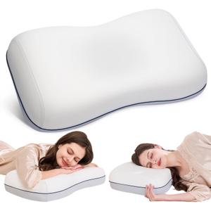 Ergonomic Memory Foam Pillow, Cervical Neck Pillow for Neck Support, 14.07*23.51*4.28 inch
