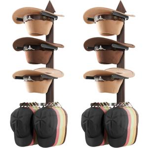 Cinati Cowboy Hat Rack, Cowboy Hat Holder Wall Mount Holds up to 4 Hats, Wooden Western Rustic Metal Cowboy Hat Hanger with Arrow Sign Board, Hat Rack for Cowgirl Hat, Fedora, Sun Hats (2 pack)