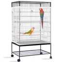 Daoeny Bird Cage Seed Catcher, Large Bird Cage Cover, Adjustable Soft Airy Nylon Mesh Net, Birdcage Cover Skirt Seed Guard for Parrot Parakeet Macaw African Round Square Cages (White)