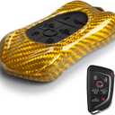 T-carbon Key Fob Cover Compatible with Corvette c8 Z51 Z06 2020-2026 Real Glass Fiber Key Fob Protector Compatible with Corvette C8 Stingray Entryless Key Shell, Yellow