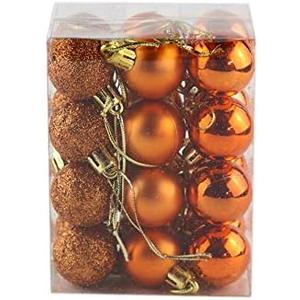 Bestjybt 24pcs 1.18" Small Christmas Ball Ornaments Shatterproof Christmas Decorations Tree Balls for Holiday Wedding Party Decoration, Tree Ornaments Hooks Included (Orange, 3cm/1.18")