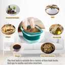 Collapsible Foot Spa Bath Massager for Dry Cracked Feet, Feet Soaking Tub with Massage Acupoint, Pedicure Foot Soak Basin Plastic Bucket with Handle(Green)