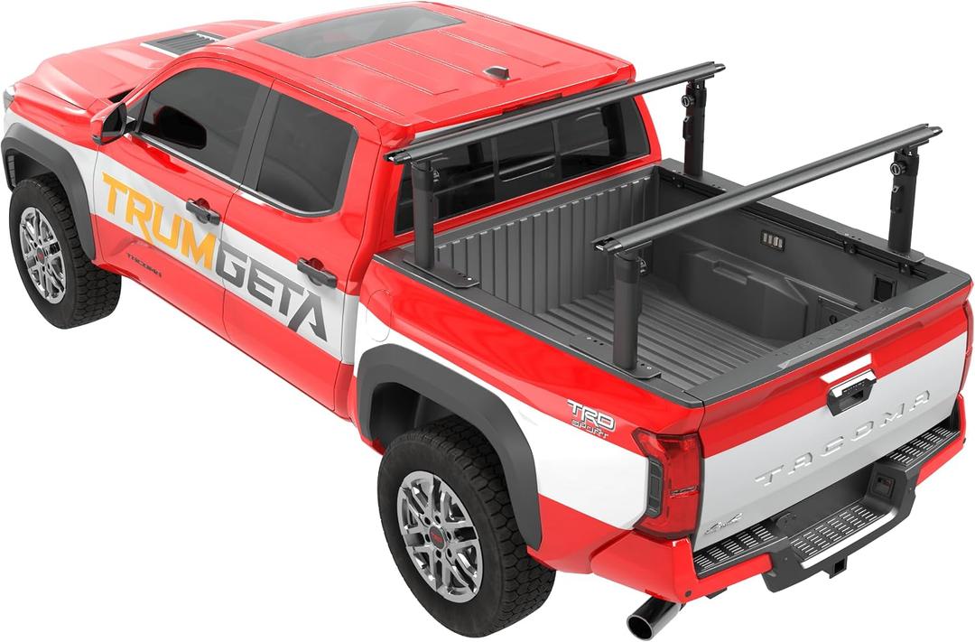 TRUMGETA Ladder Rack for Truck, 800 LBS Capacity Truck Bed Rack, 19"-25" Height-Adjustable Aluminum Truck Ladder Racks, Fit for Medium-Size Pickup Toyota Tacoma Jeep Gladiator with Bed Rail
