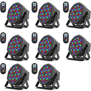 36 LED DJ Stage Par Lights - Sound Activated RGB, 9 Modes, Remote & DMX Control - 8 Pack (8-Packs)