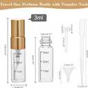 12Pcs 3ML Clear Glass Perfume Travel Refillable Spray Bottles, Mini Perfume Bottle Empty, Portable Cologne Atomizer Sprayer Travel Size Containers Refill Bottles Kit for Toiletries Dispenser (Gold Cap)