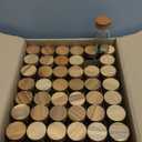 Churboro 48 Spice Jars with 547 Labels and Shaker Lids - Glass - 4 Oz Square Containers with Acacia Wood Lids, Chalk Pen, Funnel Seasoning Jars for Spice Rack, Cabinet, or Drawer