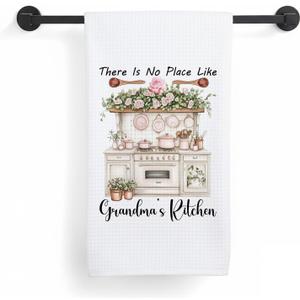 Rustic Rose Floral Grandma Kitchen Towels, Grandma Grandmother Birthday Gifts from Grandkids, Vintage Cottagecore Grandmother Decorative Dish Tea Hand Towels for Kitchen, 16x24 Inch
