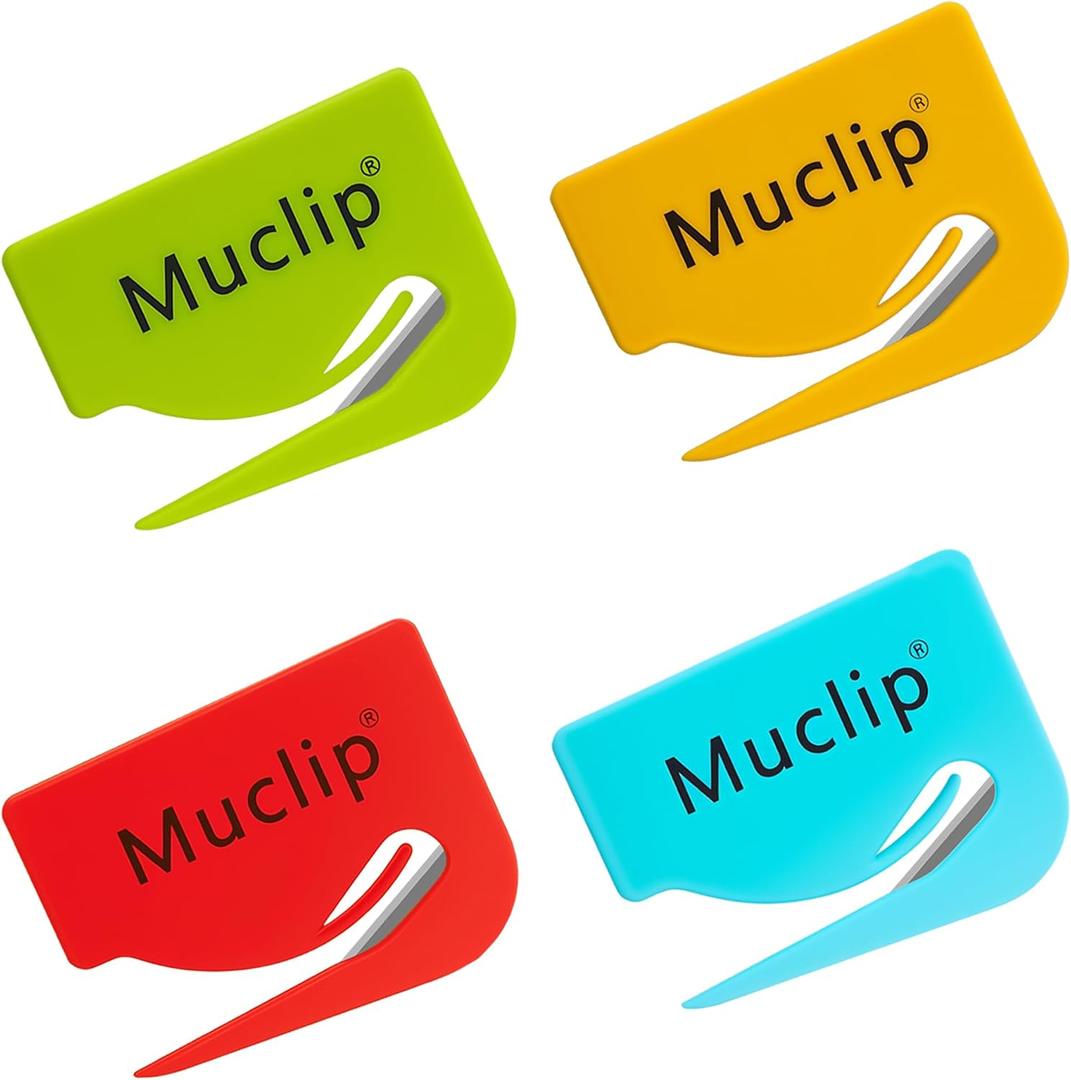 MUCLIP 4 Pack Letter Opener Set - Invisible Blade,Envelope Opener for Mail,Parcels,Wrapping Paper,Office and Home Use, Ergonomic ABS Plastic Multi-Purpose Envelope Slitter Tool