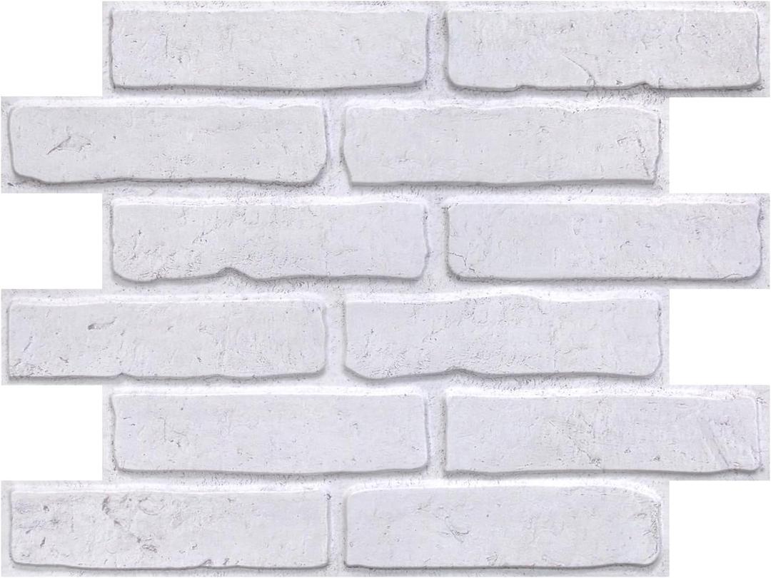 COMSTICKC 3D Faux White Brick Panels Peel and Stick Wall Covering, 10 Pcs 15.7" x 11.8", Not Real Brcik, Ultra-Light Thin PVC Fake Brick Decorative Tiles Wall Sticker for Easy DIY Interior Decor