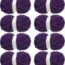 MABOZOO Chunky Yarn for Crocheting 8 Pack,Dark Purple Yellow Fluffy Jumbo Chenille Yarn,Soft Plush Yarn Bulky,Giant Thick Fuzzy Yarn for Hand Knitting or Arm Knitting (31.7 yds,8 oz Each Skein)