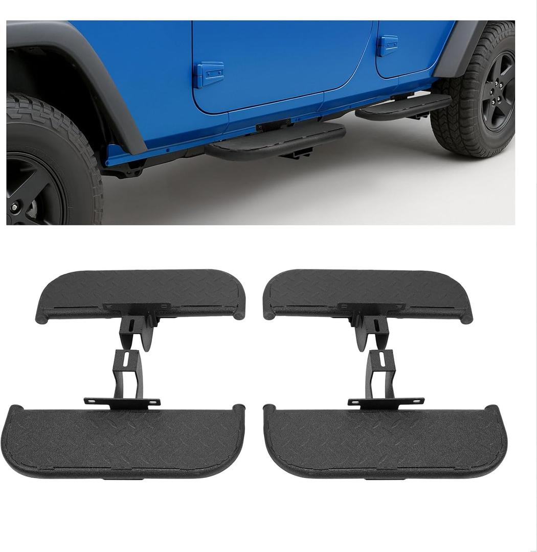Side Steps Compatible with 2018-2025 Jeep Wrangler JL Unlimited 4-Door, High-Strength Running Boards, Steel Step Bars, Powder-Coated 4-Piece Set