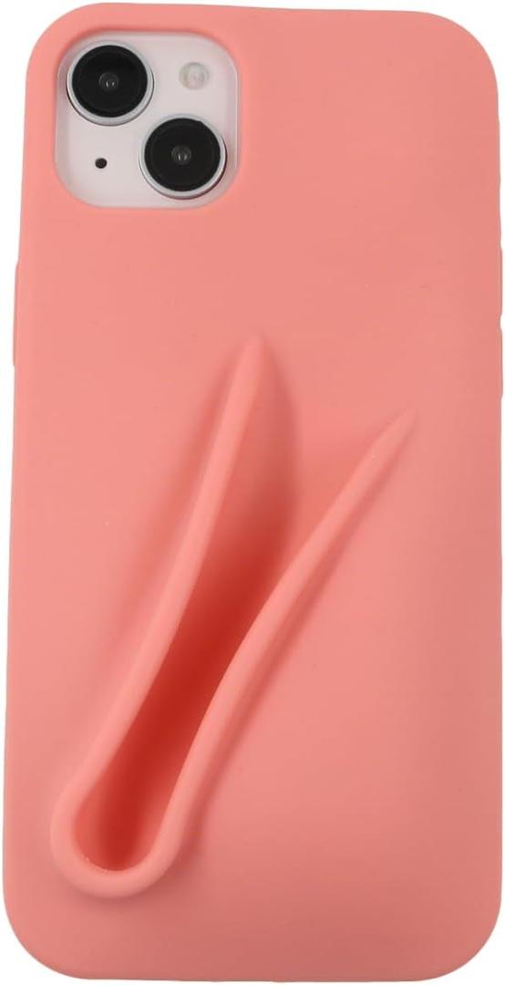 Soft Touch Silicone Lip Gloss Phone Case for iPhone 15 Plus / 14 Plus, Minimalist Matte Design, Shockproof & Anti-Fingerprint Cover (Coral Orange)