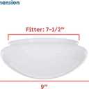 Aspen Creative 23607-01, 9" White Opal Mushroom Glass Shade For Ceiling Fixture, 9" Dia x 4-1/2" H/Fitter 7-1/2"