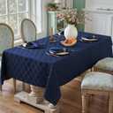 Larponder Tablecloth Rectangle, Jacquard Polyester Table Cloth, Washable & Spill Proof Table Cover for Spring Kitchen Dining Party Picnic (Rectangle, 52" x 70", Navy)