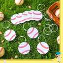 Liliaafar 24 Pcs Baseball Luggage Tags Bulk Baseball Ball Bag Tags for Travel Suitcase Keychain DIY Accessories 2.8'' PVC Name Labels Number ID Card with Metal Ring for Team Gifts