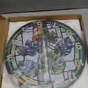 Colourful Glass Potted Plant Pattern Wall Clock 12 Inch Non-Ticking Clocks Round Wall Hanging Clock Battery Operated for Bedroom Living Room Kitchen Office