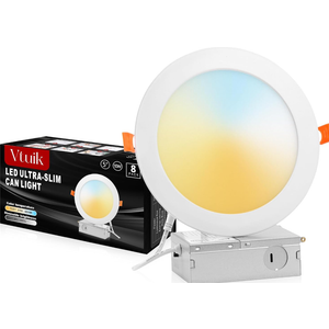 Vtuik 5 Inch LED Recessed Ceiling Light, Dimmable Canless Wafer Downlight, 7CCT 2700K-6500K for Kitchen Living Room Basement Bathroom, Ultra Thin with Junction Box, Damp-Rated, 1 Pack