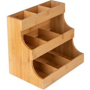 Theodore Tea Bag Organizer Wooden Tea Organizer and Storage for Home, Kitchen, Office 180 Tea Bag Holder - Vertical Display Tea Box. Also for Coffee Pods, Sugar, Sweeteners and Creamers.
