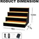 MESAlLUP 16 Inch 4 Tier Lighted Liquor Bottle Display Shelf, LED Bar Shelves with Remote Control, Mulit Color Lighting for Home Mini Bars Decor, Restaurants & Party Use, Acrylic Stand