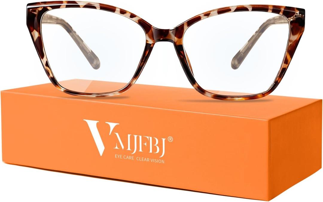 VMJFBJ Blue Light Glasses for Woman, Fashion Cat Eye Anti Blue Light Blocking Glasses Women, TR90 Lightweight Computer Glasses for Gaming & Screen Use, Reduce Eye Strain & Improve Sleep,Tortoise