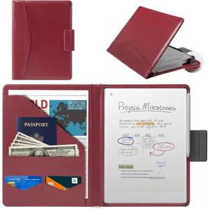 CoBak Premium PU Leather Case for Remarkable Paper Pro 11.8" (2024)  Slim Magnetic Back Cover with Auto Sleep/Wake, Folder Design, Magnetic Pen Holder Strap, Red Leather