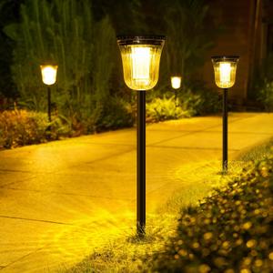 JSOT 4 Pack Bright Solar Path Lights Outdoor, IP65 Waterproof Solar Lights for Outside Landscape Walkway Driveway Sidewalk Path Garden with 2 Modes
