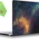 UESWILL Compatible with MacBook Air 13 inch M5 M4 M2 M3 Case 2022-2026 Model A3449 A3240 A3113 A2681, Galaxy Pattern Hard Shell Cover for Mac Air 13.6 + Microfiber Cloth, Nebula/Green