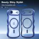 for iPhone Air Case: [Cute Wave Frame][Fit for MagSafe] Military Drop Shockproof Protection, Camera Protective, Glossy Slim Magnetic Wavy Phone Cover for Women Girls 6.5'', Clear/Blue