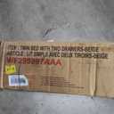 Twin Bed with Two Drawers Beige