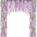 Thiccywoov 4pcs Wisteria Artificial Flowers Garland, 7.2Ft/Piece Wisteria Hanging Flowers Garland for Wedding Arch Decoration Outdoor Ceremony Home Backdrop Garden (Light Purple,Dark Purple,White)