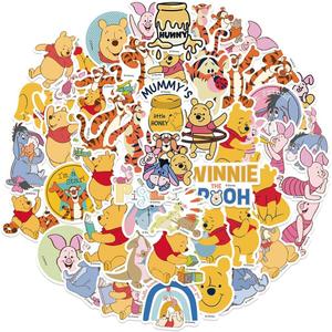 50Pcs Pooh Bear Sticker for Kids, Cute Cartoon Waterproof Vinyl Stickers for Adult Teen Girl Student Water Bottle Laptop Phone Computer Guitar Notebook Skateboard Travel Case Scrapbook Helmet