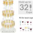 Metal Champagne Flute Holder Stand for Party – 3-Tier Champagne Tower Display Holds 32 Glasses, Champagne Stand Holder for Wedding, Event, Celebration (White)