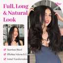 Kookastyle Clip in Hair Extensions, Natural Long Layered Soft Invisible Synthetic Curly Wavy Hairpieces for Women,4 pcs(20 Inch,Rich Dark Brown Silky Shine)