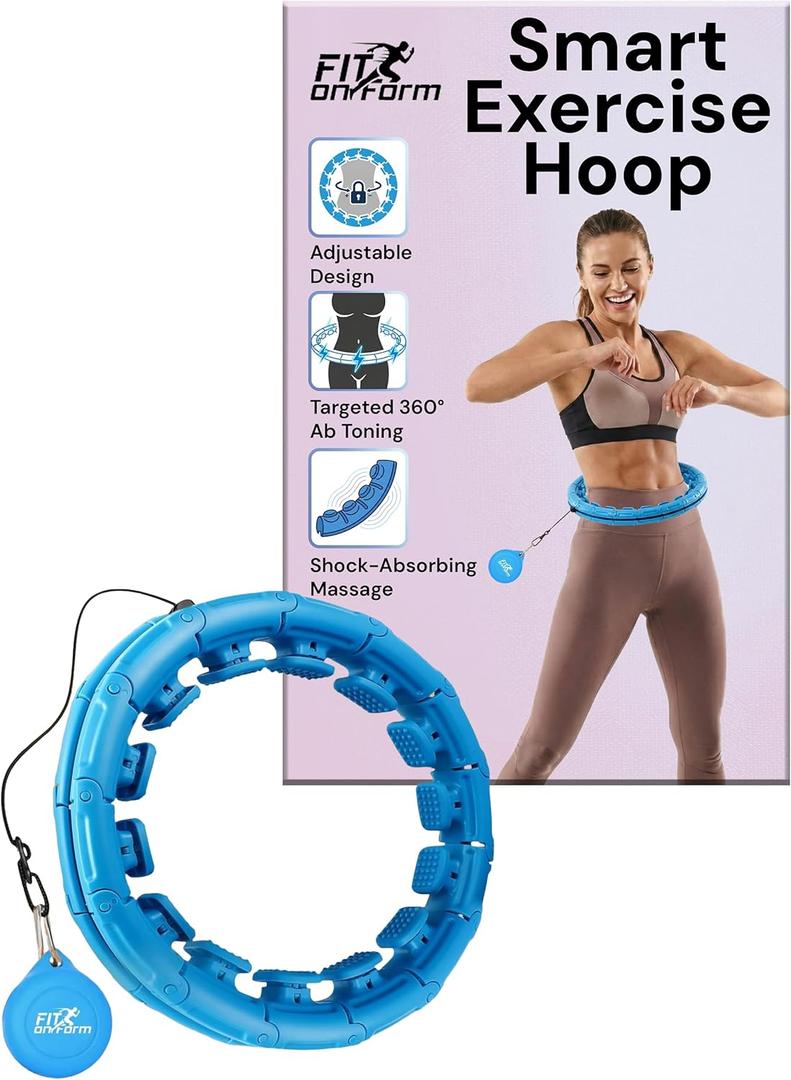 FIT ON FORM Infinity Weighted Hula Hoop for Adults Weight Loss, Smart Exercise Hola Circle Hoop for Women Abs Workout (47", Blue)