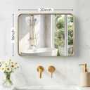 Sweetcrispy Bathroom Mirror 20x16 Inch Metal Framed Rounded Rectangle Vanity Mirror for Wall, Over Sink, Farmhouse, Restroom, Anti-Rust, Modern Decorative, Horizontal or Vertical Hanging, Gold