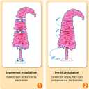 HipTree 5ft Prelit Pink Mothers Day Spring Christmas Tree Decorations with 150 Dual-Color LED Lights,Light Up Xmas Lighted Pencil Tree for Indoor Decor with 525 Tips, Metal Stand, Plug-in Powered, Hot Pink