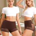 ORLAROY Womens Shapewear Tummy Control High Waisted Seamless Underwear Boyshorts No Show Ladies Body Shaper Shaping Panties M Brown