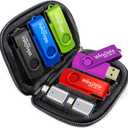 5 Pack 64GB USB Flash Drive and 2 Pack USB C Adapters in a Case, Thumb Drives Memory Stick Storage and Backup for Smart Phones with Type C Port, Laptops, PC(5 Colors) (64, GB)