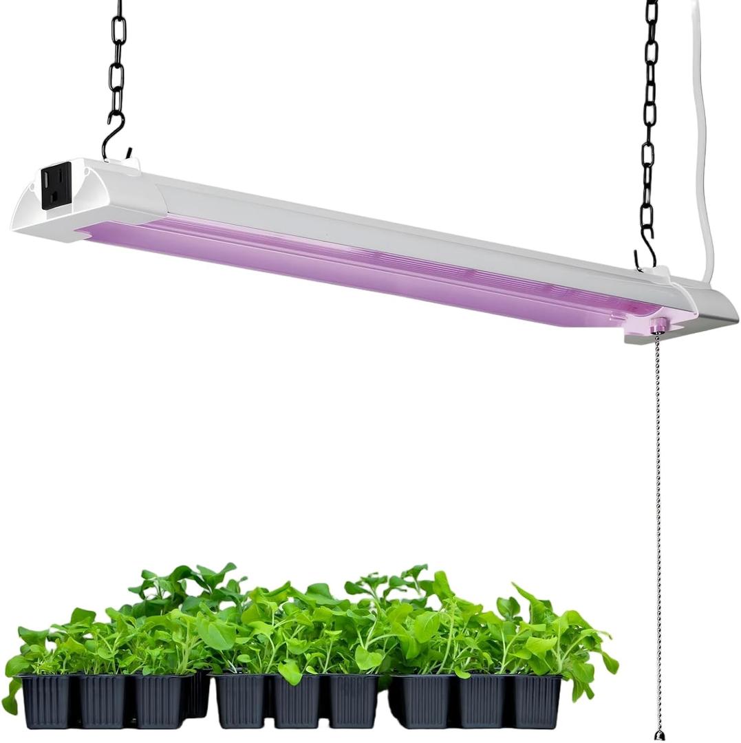 42W Hanging Plant Light for Indoor with Chain Switch Extendable Coverage (Link up to 6) - Full Spectrum LED Grow Light 4FT 5000K for Greenhouse, Shelves, Tomatoes